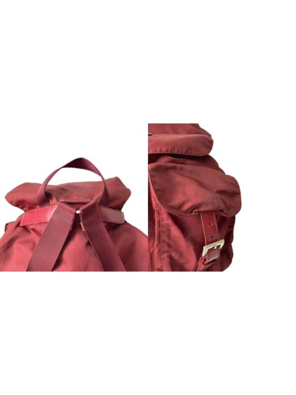 Prada Backpack Sac Nylon Triangle Plate Red - Picture 8 of 9